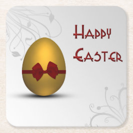 Golden paaseieren met boomgrilpatroon kartonnen onderzetters