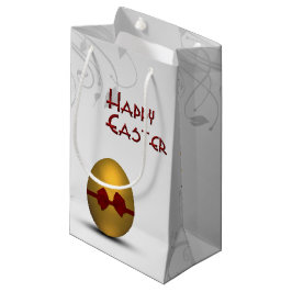 Golden paaseieren met boomgrilpatroon klein cadeauzakje