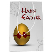 Golden paaseieren met boomgrilpatroon medium cadeauzakje (Voorkant)