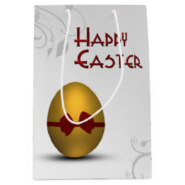 Golden paaseieren met boomgrilpatroon medium cadeauzakje