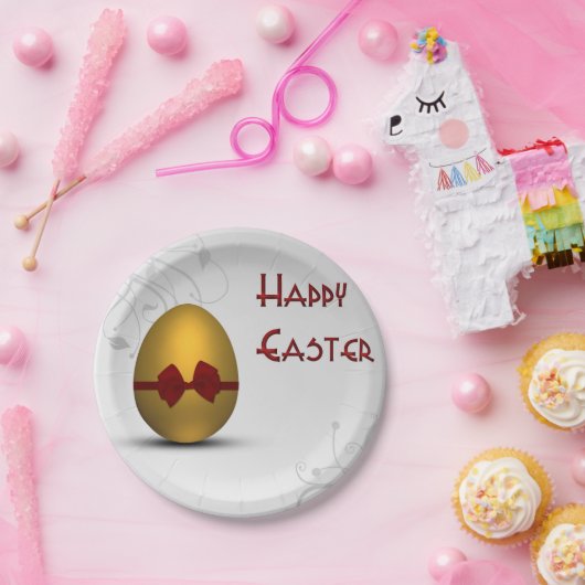 Golden paaseieren met boomgrilpatroon papieren bordje (Feest)