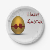 Golden paaseieren met boomgrilpatroon papieren bordje (Voorkant)