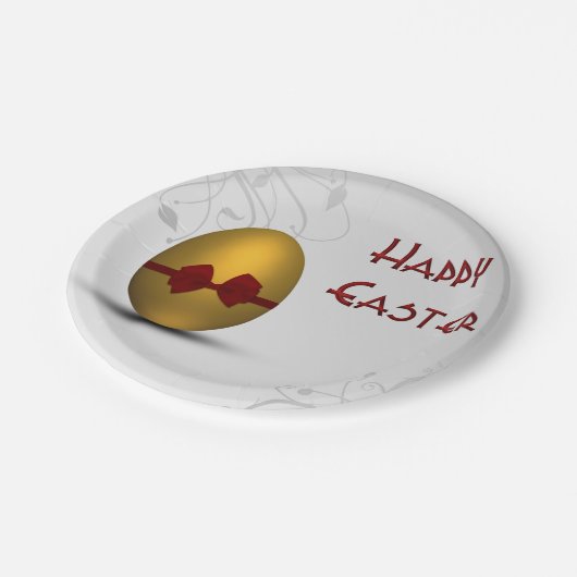 Golden paaseieren met boomgrilpatroon papieren bordje (Gekanteld)