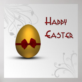 Golden paaseieren met boomgrilpatroon poster