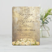 Golden Paint bruiloft uitnodiging (Staand voorkant)