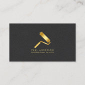 Golden Paint Roller Logo Professionele Schilder Visitekaartje (Voorkant)