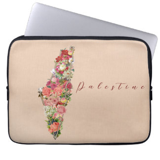 Golden Palestine Map Flower gevuld Laptop Sleeve