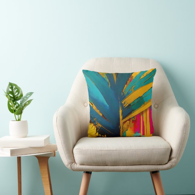 Golden Palm – Abstract Tropical Energy Kussen (Stoel)