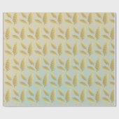 Golden palm bladerpatroon en blauw cadeaupapier (Vlak)