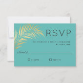 Golden Palm Frond Modern Minimalist RSVP (Voorkant)