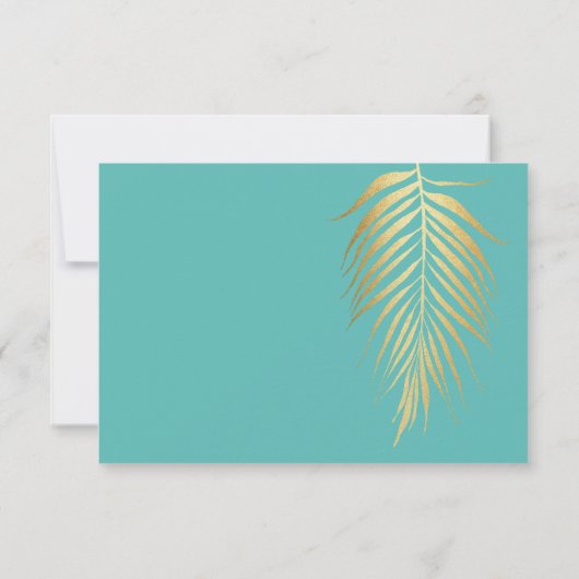 Golden Palm Frond Modern Minimalist RSVP (Achterkant)