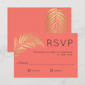 Golden Palm Frond Modern Minimalist RSVP Kaartje (Voorkant / Achterkant)