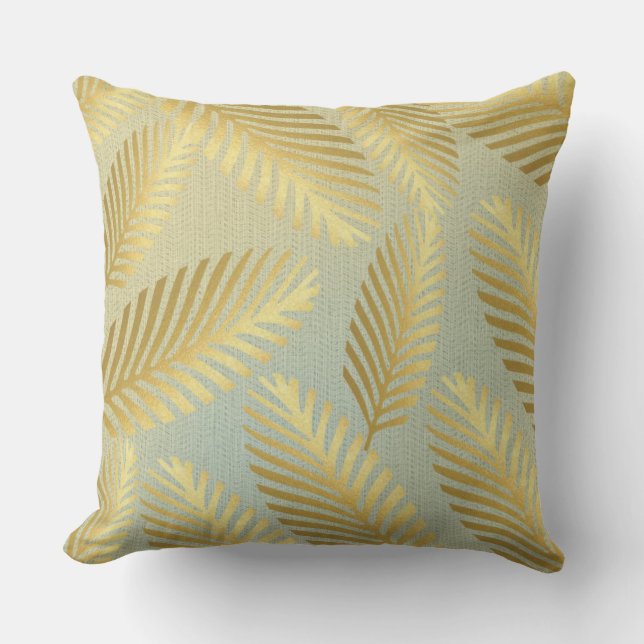 Golden Palm Leaves Pattern Ombre Buitenkussen (Voorkant)