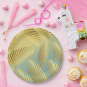 Golden Palm Leaves Pattern Ombre Papieren Bordje (Feest)