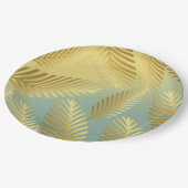 Golden Palm Leaves Pattern Ombre Papieren Bordje (Gekanteld)