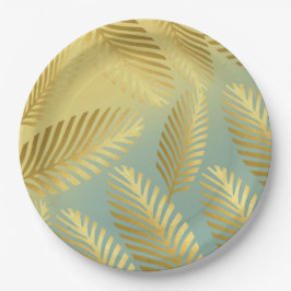 Golden Palm Leaves Pattern Ombre Papieren Bordje
