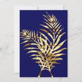 Golden Palm Navy Blue Gold Birthday Party Kaart (Achterkant)