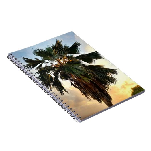 Golden Palm Sky - Tropisch spiraalvormig Notitiebo Notitieboek (Rechterzijde)