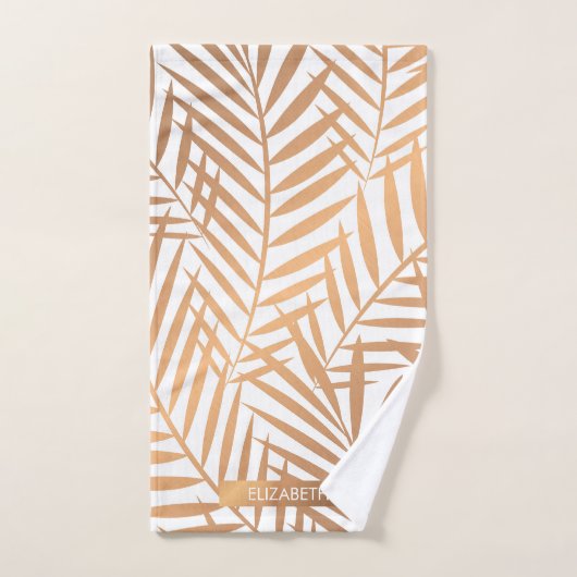 Golden Palm Tree Leaf Pattern Bad Handdoek (Handdoek)