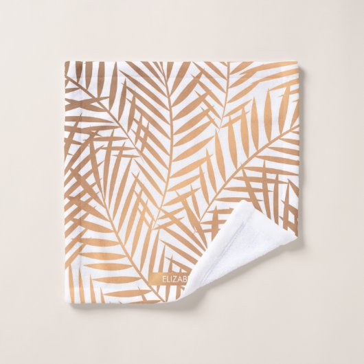 Golden Palm Tree Leaf Pattern Bad Handdoek (Wasdoekje)