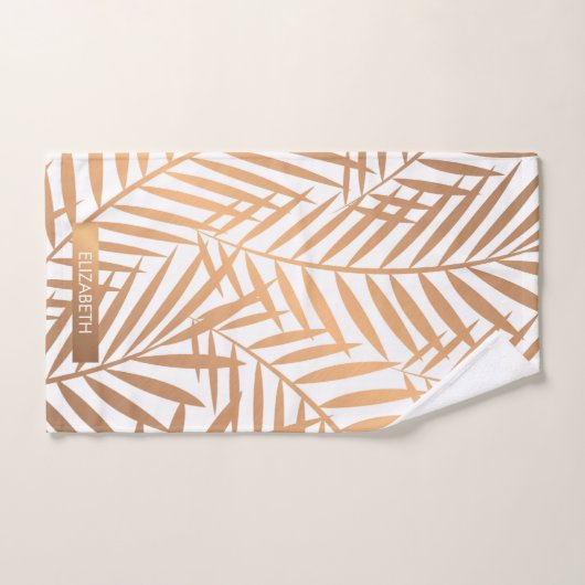 Golden Palm Tree Leaf Pattern Bad Handdoek (Handdoek)