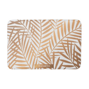 Golden Palm Tree Leaf Pattern Badmat