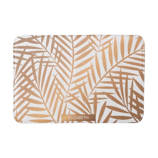 Golden Palm Tree Leaf Pattern Badmat (Voorkant)