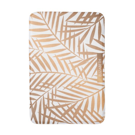 Golden Palm Tree Leaf Pattern Badmat (Voorkant Verticaal)