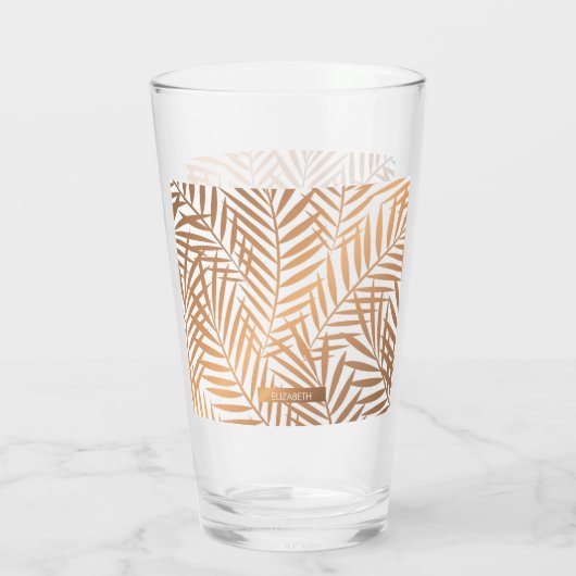 Golden Palm Tree Leaf Pattern Glas (Achterkant)