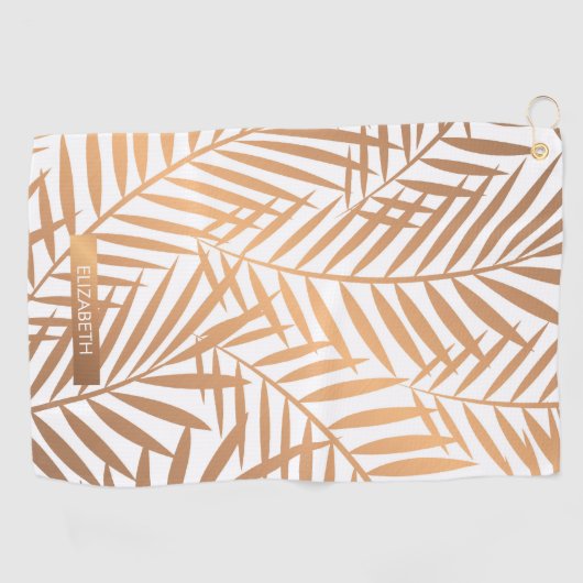 Golden Palm Tree Leaf Pattern Golfhanddoek (Horizontaal)