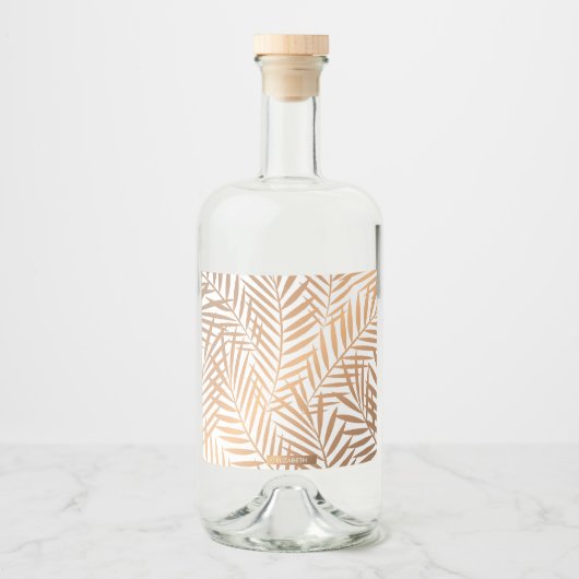 Golden Palm Tree Leaf Pattern Likeurfles Etiket (Voorkant)