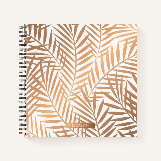 Golden Palm Tree Leaf Pattern Notitieboek (Voorkant)