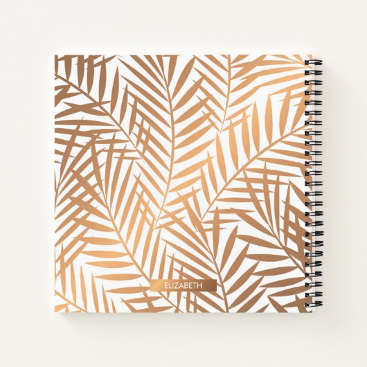 Golden Palm Tree Leaf Pattern Notitieboek (Achterkant)