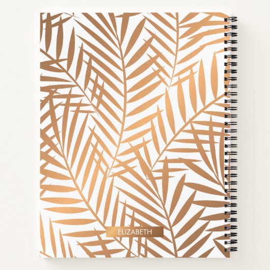 Golden Palm Tree Leaf Pattern Notitieboek (Achterkant)