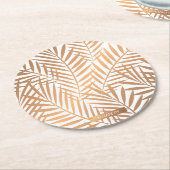 Golden Palm Tree Leaf Pattern Ronde Kartonnen Onderzetter (Gebogen)