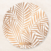 Golden Palm Tree Leaf Pattern Ronde Kartonnen Onderzetter (Voorkant)