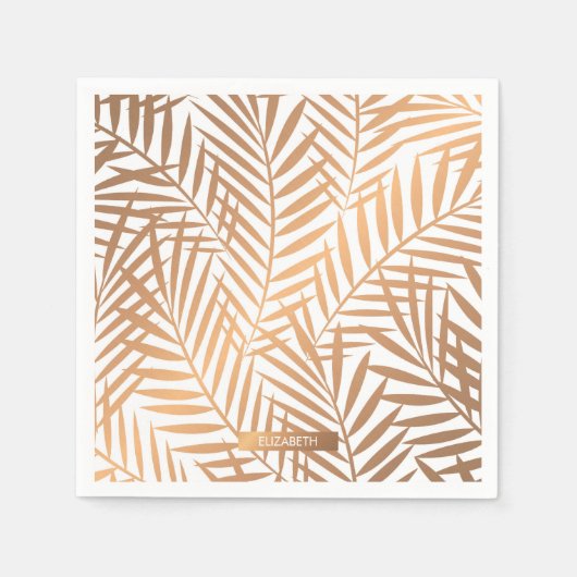 Golden Palm Tree Leaf Pattern Servet (Voorkant)
