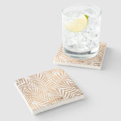 Golden Palm Tree Leaf Pattern Stenen Onderzetter (Zijkant)