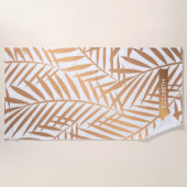 Golden Palm Tree Leaf Pattern Strandlaken (Voorkant)