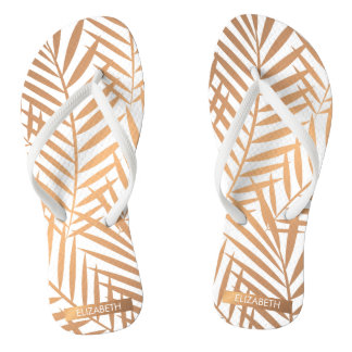 Golden Palm Tree Leaf Pattern Teenslippers