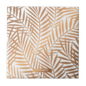 Golden Palm Tree Leaf Pattern Tegeltje (Voorkant)