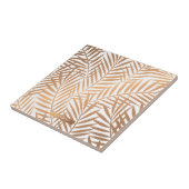 Golden Palm Tree Leaf Pattern Tegeltje (Zijkant)