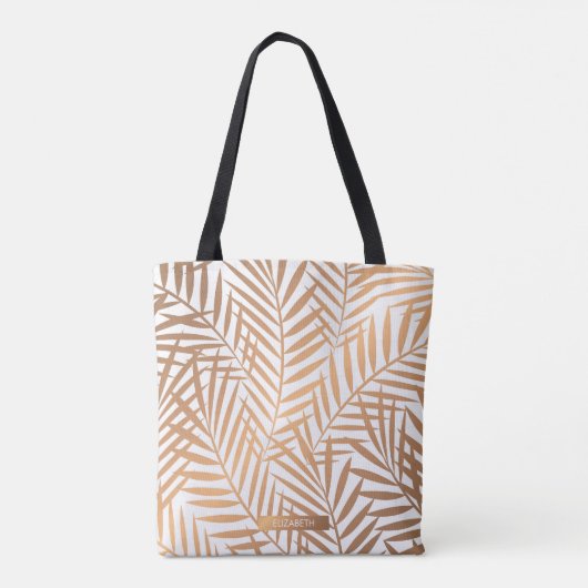 Golden Palm Tree Leaf Pattern Tote Bag (Achterkant)