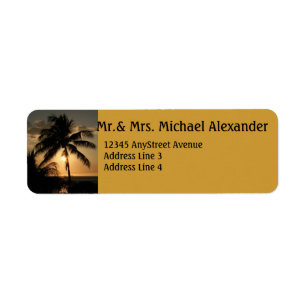 Golden Palm Tree Sunset Etiket
