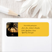 Golden Palm Tree Zonsondergang Vakantie Etiket (Insitu)