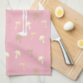 Golden Palm Trees Two White Flamingo Birds Theedoek (Quarter Fold)