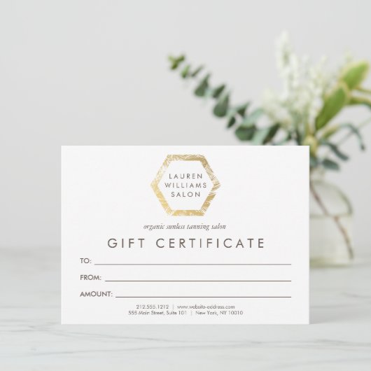 Golden Palms-Logo op White Gift Certificate (Staand voorkant)
