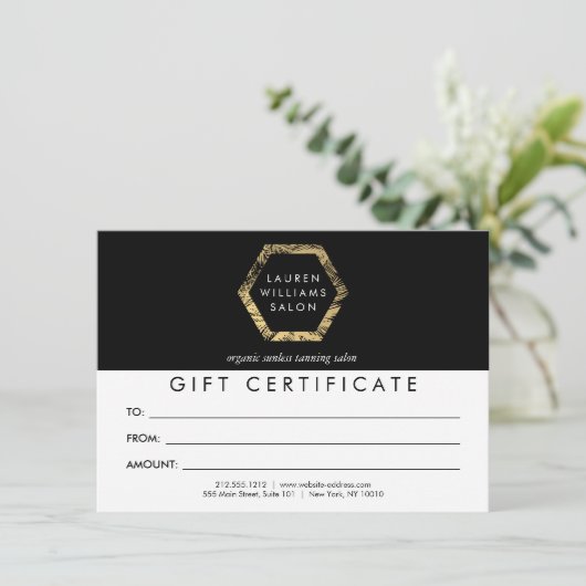 Golden Palms-Logo op zwart cadeaubon (Staand voorkant)