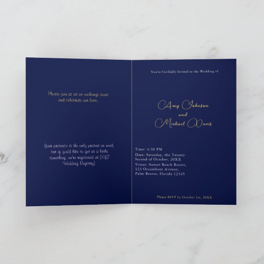 Golden Palms Midnight Oasis Paspoortuitnodiging Kaart (Binnen)