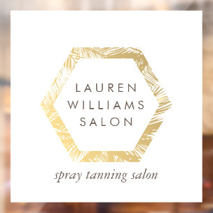 Golden Palms Spray Tanning Salon Logo on White Raamsticker